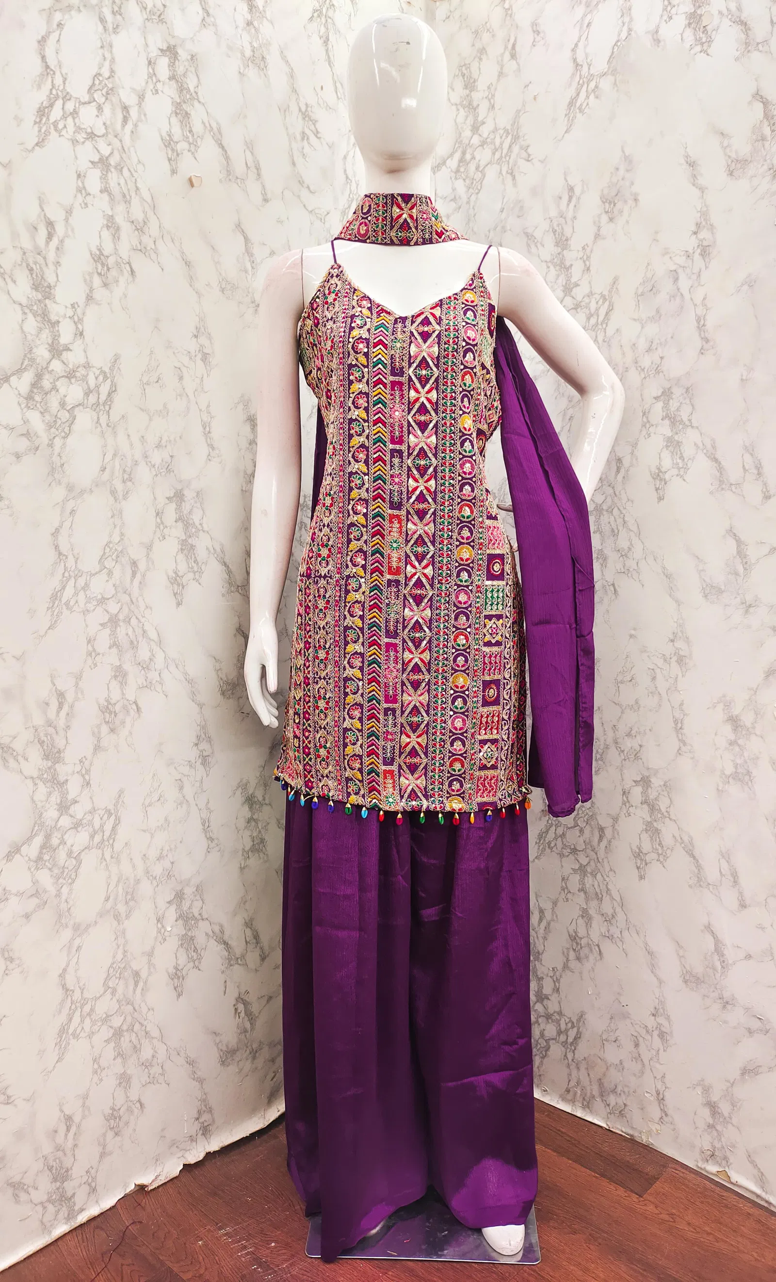 Tt 008 A to D Heavy Chinon Embroidery Readymade Suits Suppliers In India